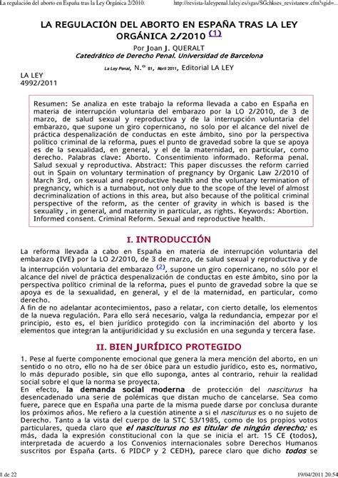 Esquema de la Ley Orgánica 2/2010 sobre la interrupción voluntaria del embarazo en España
