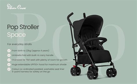 Infografía: Características clave de la silla Silver Cross Pop (capota, peso, edad)