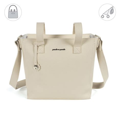 bolso panera Pasito a Pasito Biscuit en color beige con asas cortas y tira bandolera