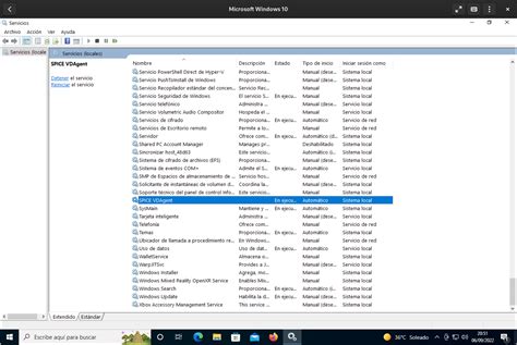 Captura de pantalla de la consola de Servicios de Windows mostrando Detección de hardware shell