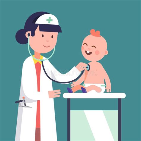 Ilustración de un pediatra examinando a un recién nacido en busca de signos de alerta