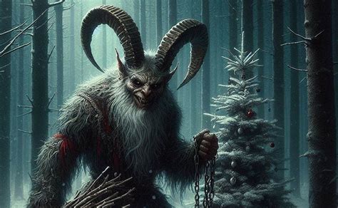 Ilustración de Krampus con un semblante serio pero decidido