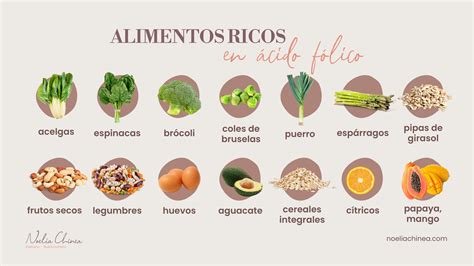 Infografía sobre alimentos ricos en ácido fólico, hierro, calcio y proteínas para embarazadas