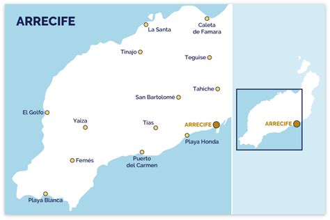 mapa de Arrecife destacando la ubicación del Centro de Salud Titerroy