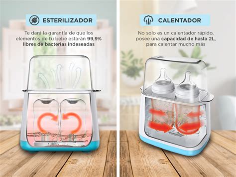 Foto de un esterilizador de biberones moderno con vapor visible