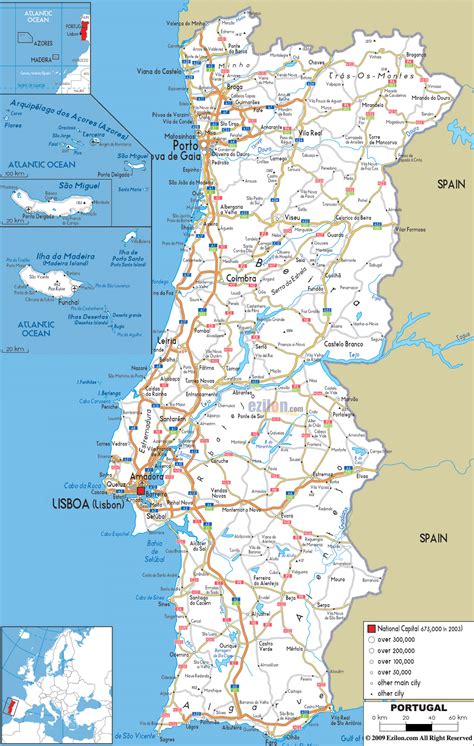 Mapa de carreteras de Portugal con ViaMichelin