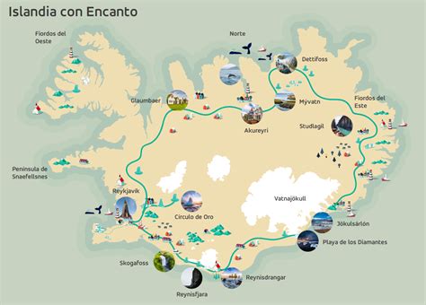 Mapa de Islandia con rutas principales, resaltando la preparación para viajes en familia