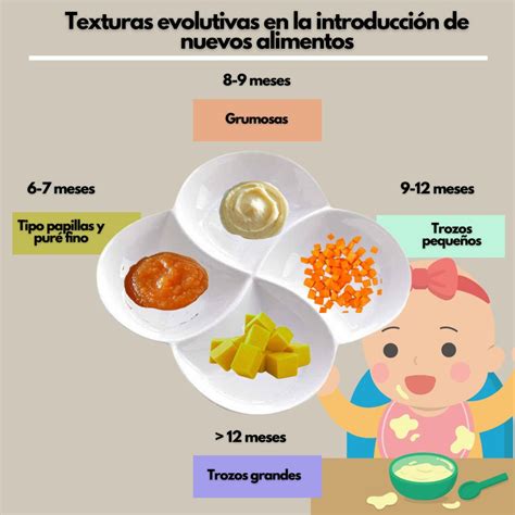 infografía sobre la introducción de nuevos alimentos y texturas para bebés