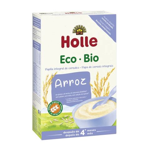 Envases de papillas de arroz integral ecológicas