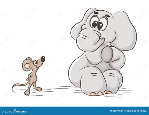 Ilustración de un elefante grande y un ratón pequeño