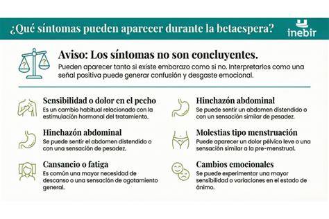 Infografía comparativa: síntomas comunes durante la betaespera causados por la medicación versus síntomas reales de embarazo.