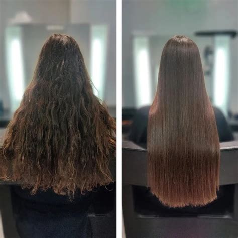 Fotografía de antes y después del tratamiento capilar con keratina