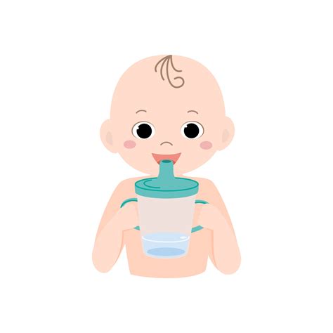 Ilustración de un bebé bebiendo agua de una taza.