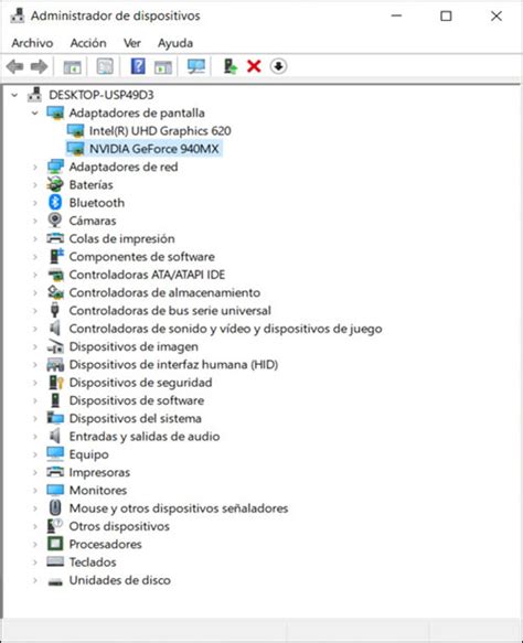 Captura de pantalla del Administrador de dispositivos mostrando la sección de sonido