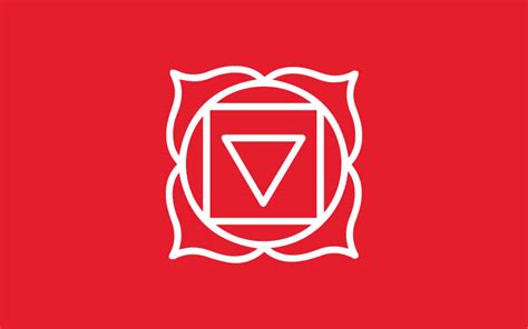 Representación del Muladhara Chakra con sus cuatro pétalos y símbolo de la tierra