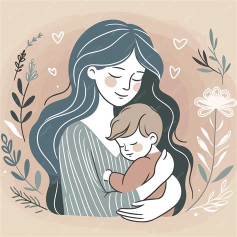 Ilustración de una madre y su bebé, representando la conexión energética