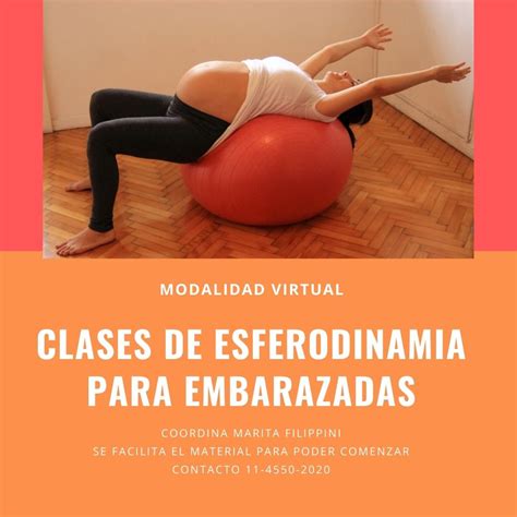 Infografía mostrando ejercicios de esferodinamia para embarazadas