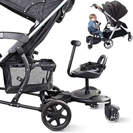 Foto de una plataforma universal para carrito de bebé con un niño sentado