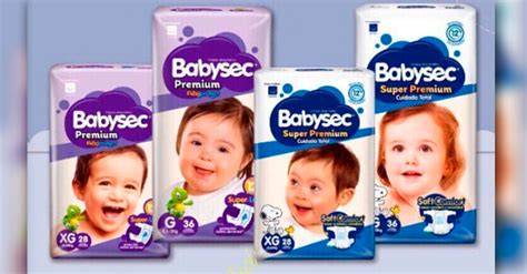 Diseño de empaques de pañales Babysec con fotos de niños