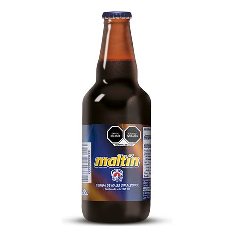 Botella de Maltín Polar con su etiqueta clásica