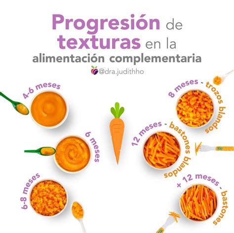Esquema de progresión de texturas en la alimentación complementaria