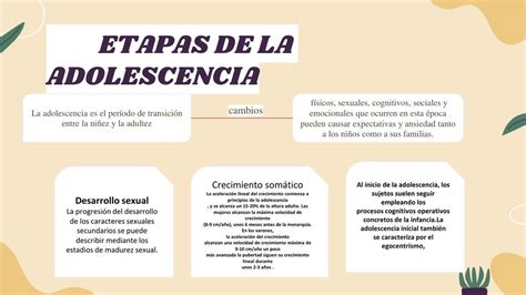 Esquema de las etapas de la adolescencia y sus características