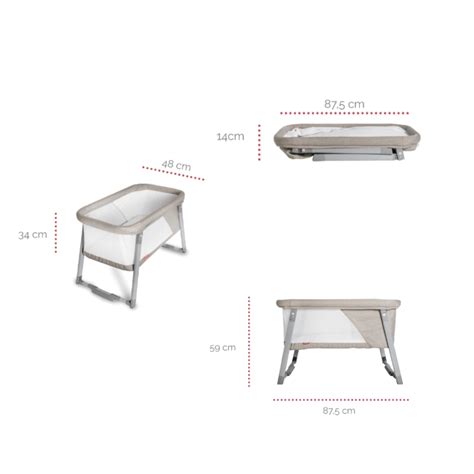 Infografía con las dimensiones detalladas de la minicuna MS Teeny.