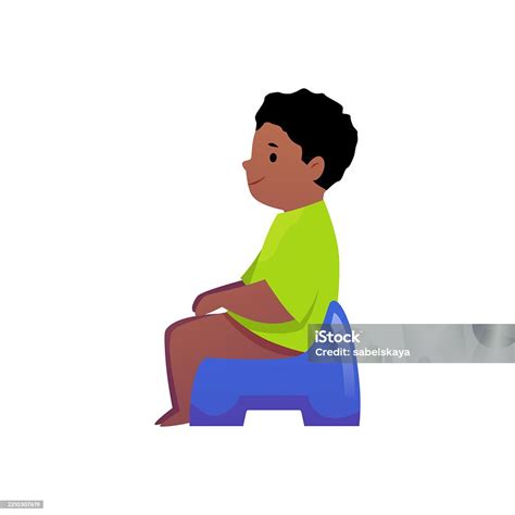 Ilustración de un niño pequeño aprendiendo a usar el orinal.
