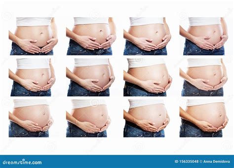 Manos de fisioterapeuta masajeando el abdomen de una mujer embarazada