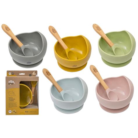Cuenco de papilla verde para bebé con cuchara