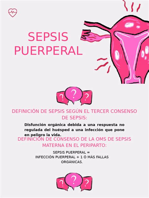 Esquema de las causas y complicaciones de la sepsis puerperal.