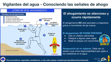 Infografía sobre los riesgos de ahogamiento en diferentes entornos acuáticos (piscina, playa, bañera).