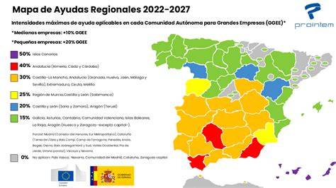 mapa de España con ayudas autonómicas destacadas