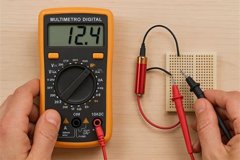 Multímetro digital midiendo en un circuito