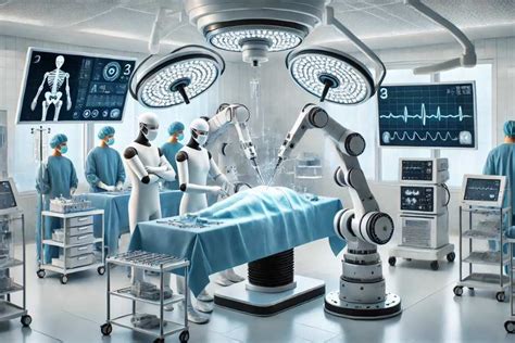 Infografía ilustrando avances tecnológicos como IA y cirugía robótica en medicina
