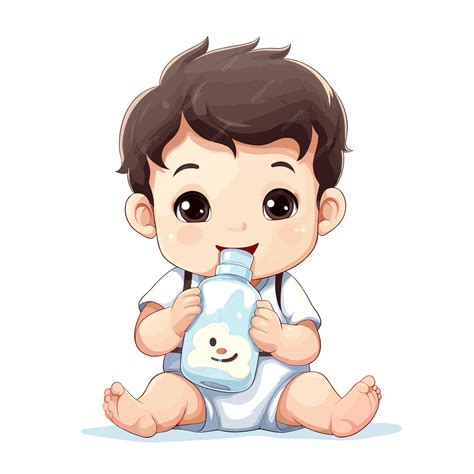 Bebé sonriendo con una botella de leche de fórmula
