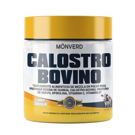 Varias presentaciones de suplementos de calostro bovino (polvo, cápsulas, etc.)