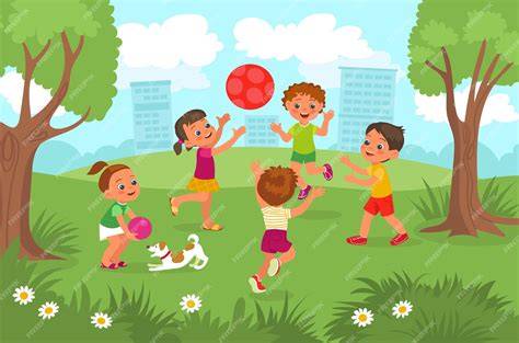 Imagen temática: niños jugando al aire libre con protección solar