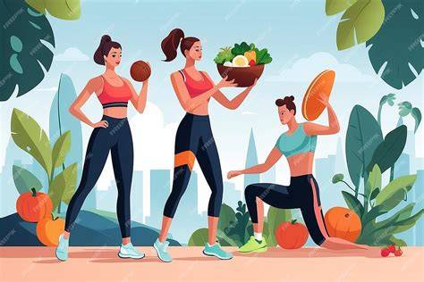 Foto de alimentos saludables o una mujer realizando ejercicio moderado