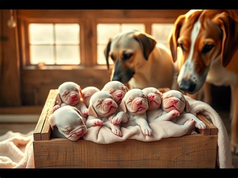 Fotografía de cachorros recién nacidos y en sus primeras semanas de vida interactuando