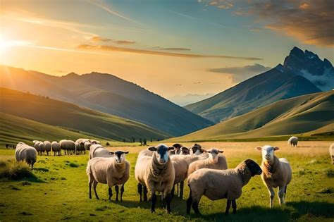 Campo de ovejas en Grecia con un pueblo al fondo