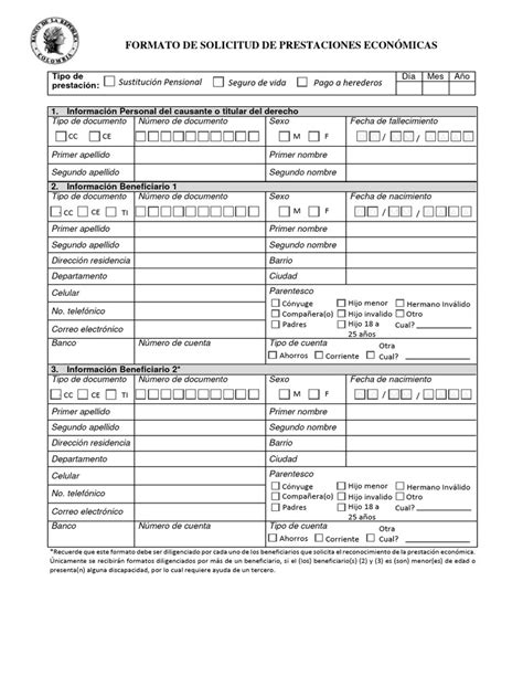 Documentos necesarios para la solicitud de prestaciones