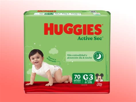 Infografía comparativa de las características de los pañales Huggies frente a otras marcas, destacando sequedad, absorción y protección antifugas.