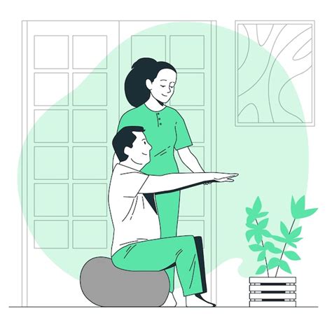 Ilustración de un fisioterapeuta realizando ejercicios respiratorios con un niño