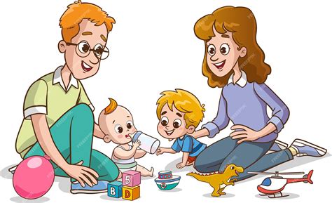 ilustración de un padre y una madre compartiendo equitativamente las tareas de cuidado del bebé