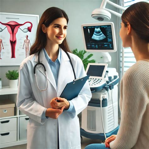 Equipo médico femenino en consulta de ginecología, con tecnología avanzada