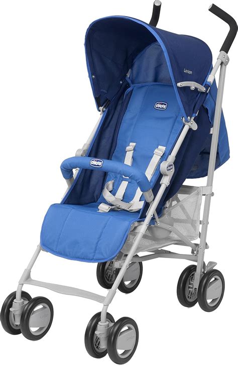 Fotografía de la silla de paseo Chicco London en color azul, desplegada y lista para usar.