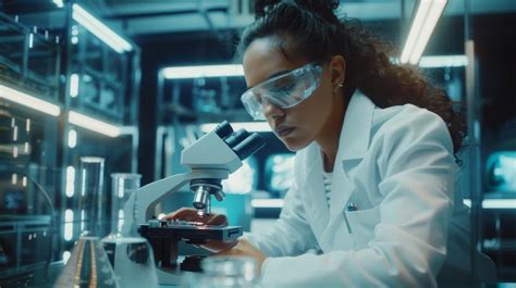 Fotografía: Biólogo especialista trabajando con microscopio en un laboratorio de FIV