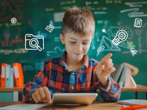 Ilustración de un niño interactuando con una tablet y un adulto con un smartphone