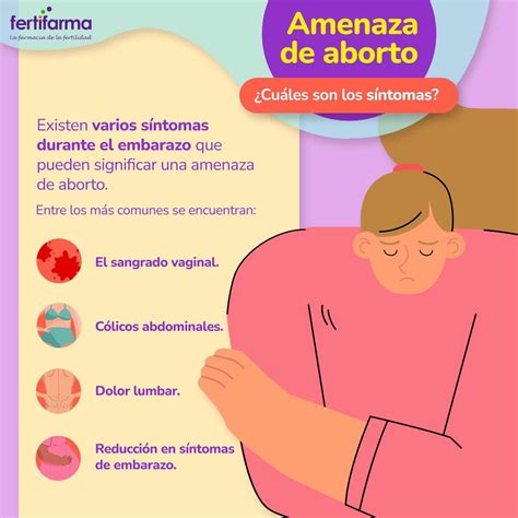 Ilustración de los síntomas comunes de un aborto espontáneo